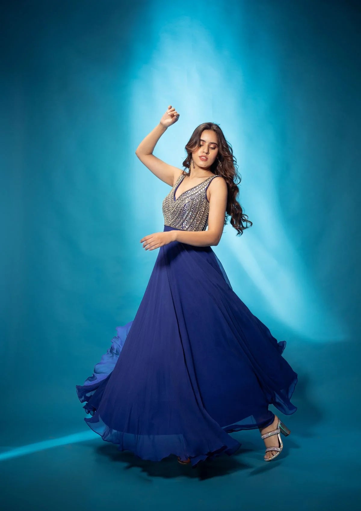 Azure Blue Anarkali Set
