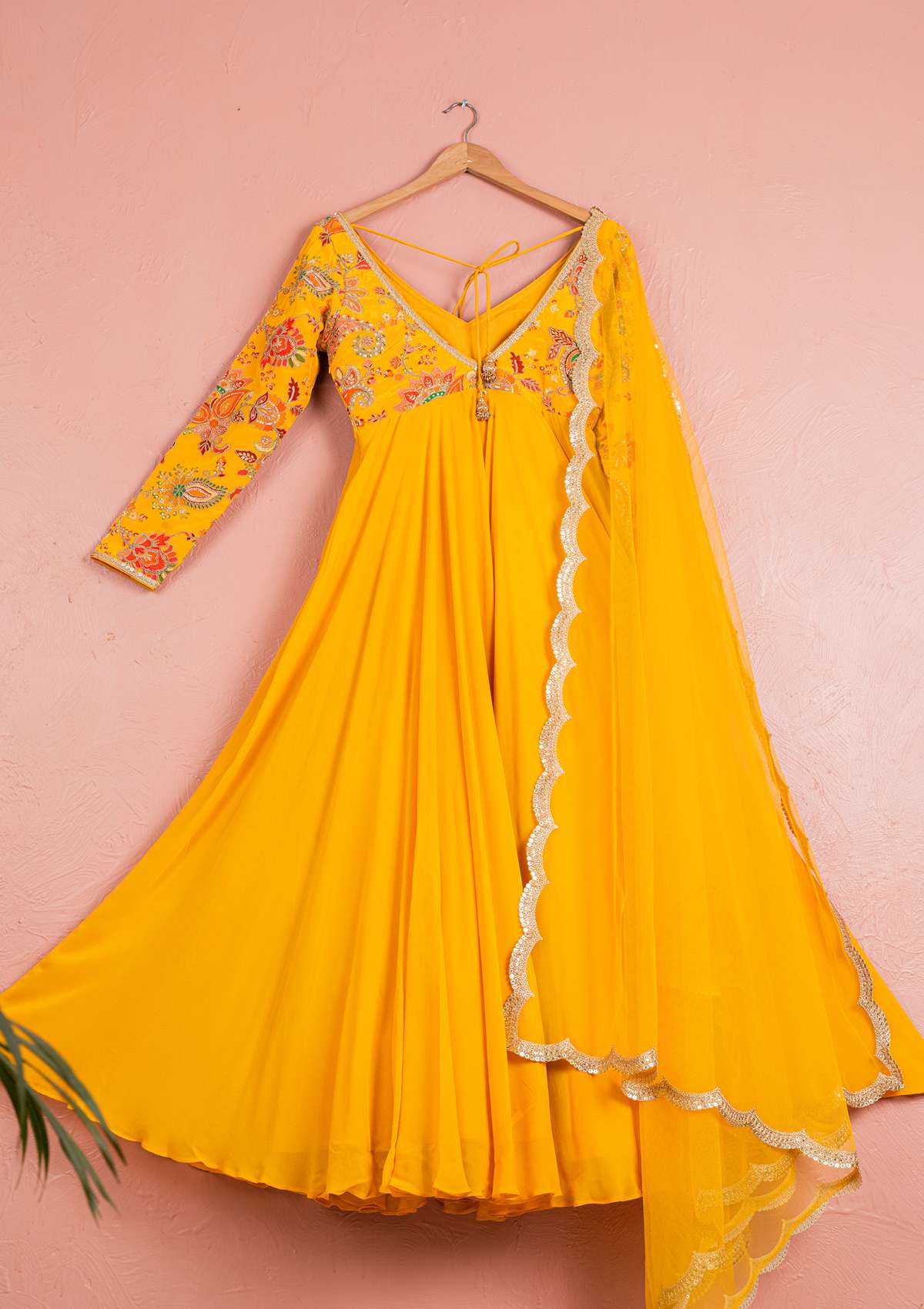 YELLOW BLOOM PRINTED ANARKALI SET