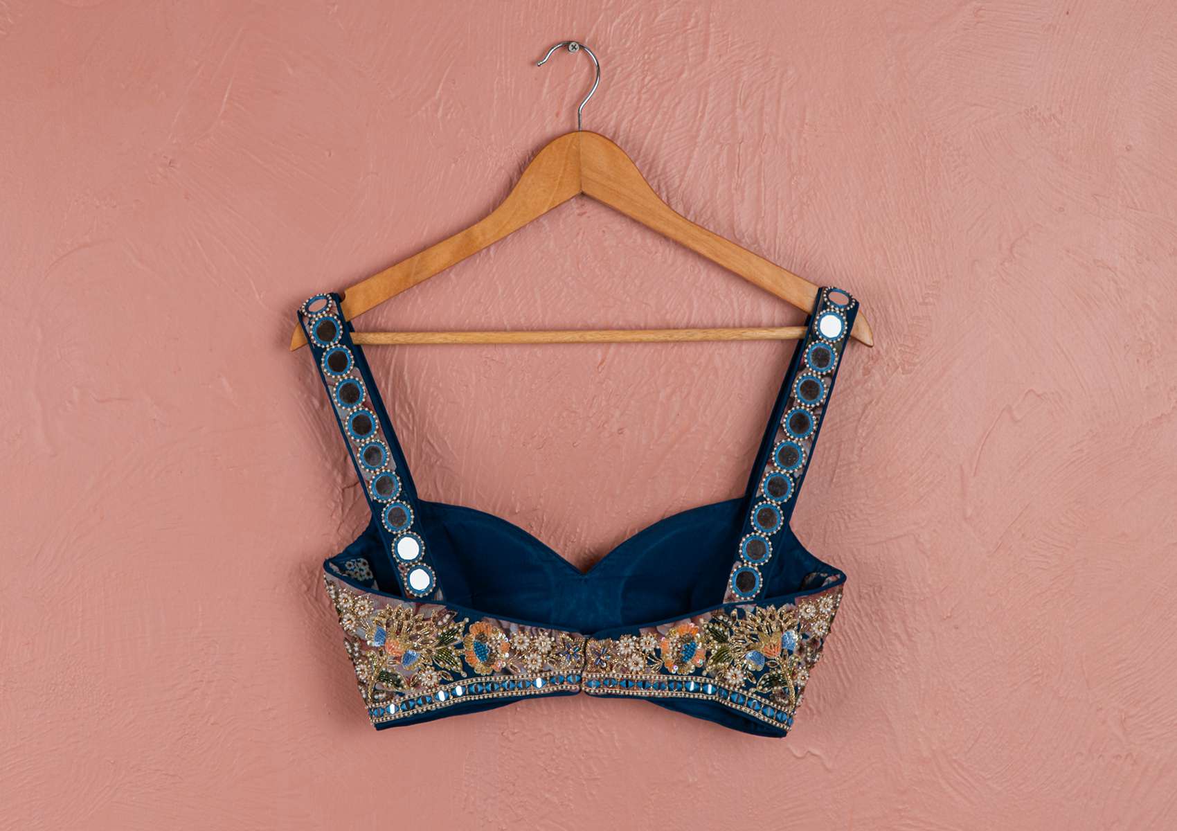 BAHAMA BLUE FLORAL SAREE WITH EMBROIDERED BLOUSE