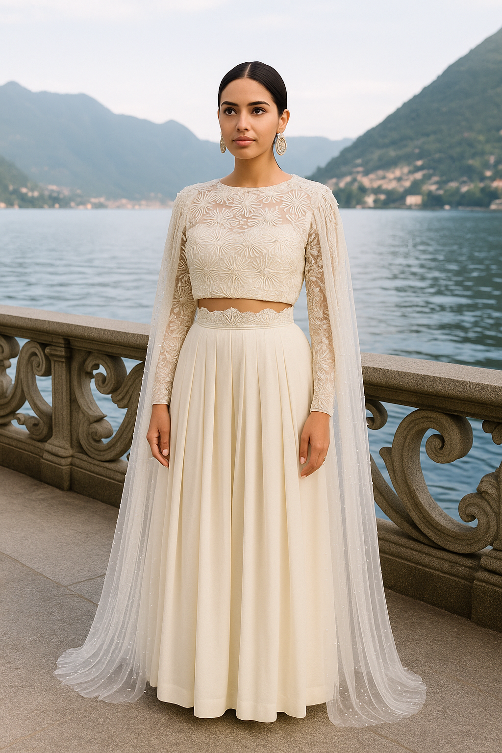 OYSTER BLOOM CAPE SKIRT SET