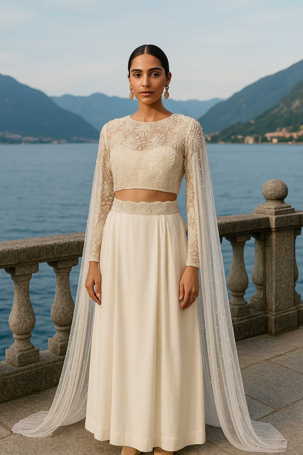 OYSTER BLOOM CAPE SKIRT SET