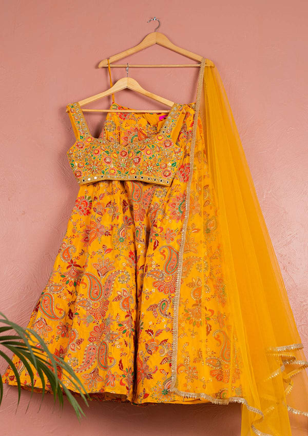YELLOW BLOOM PRINTED LEHENGA SET