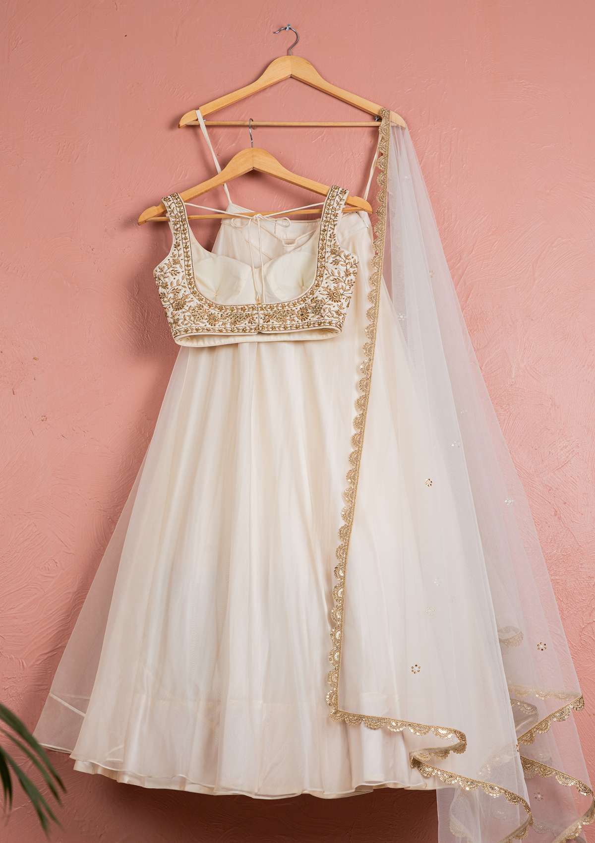 MOONLIGHT & GOLD EMBROIDERED BLOUSE & ORGANZA LEHENGA SET