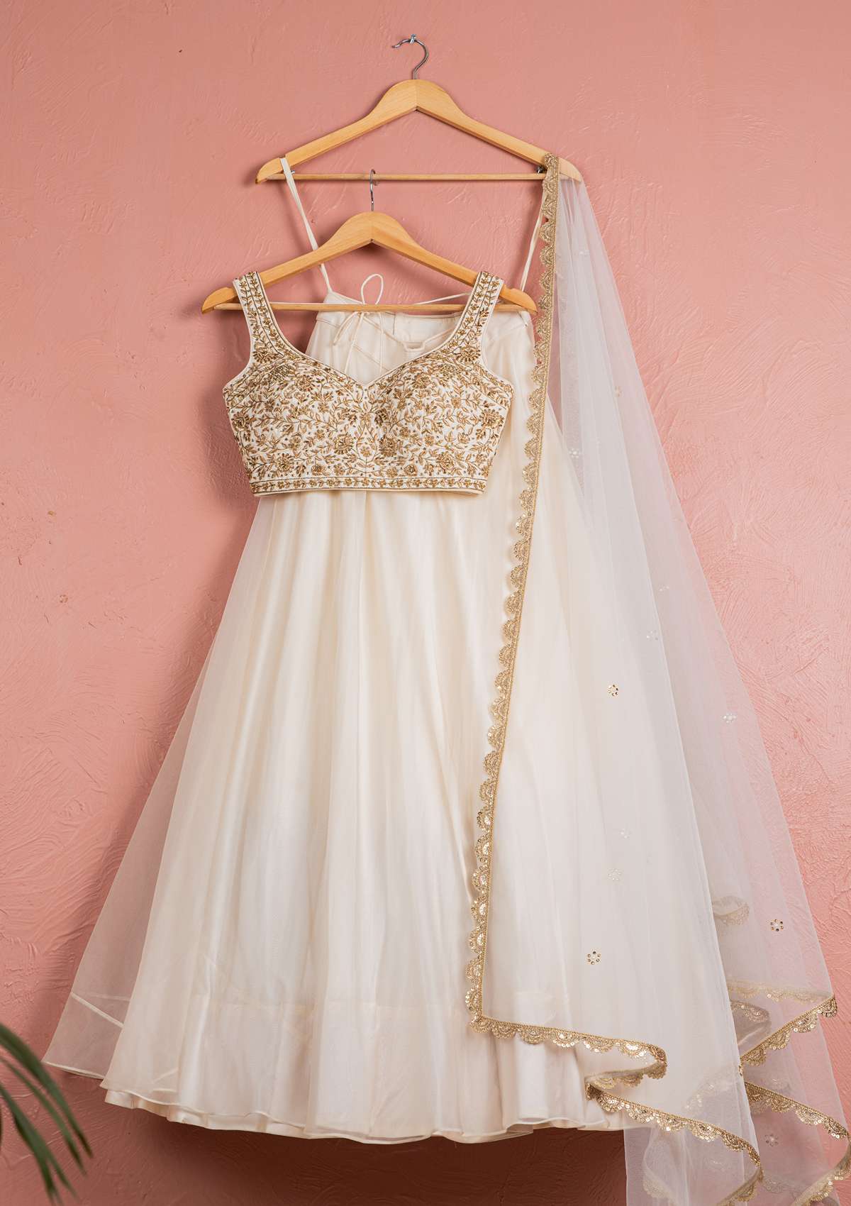 MOONLIGHT & GOLD EMBROIDERED BLOUSE & ORGANZA LEHENGA SET