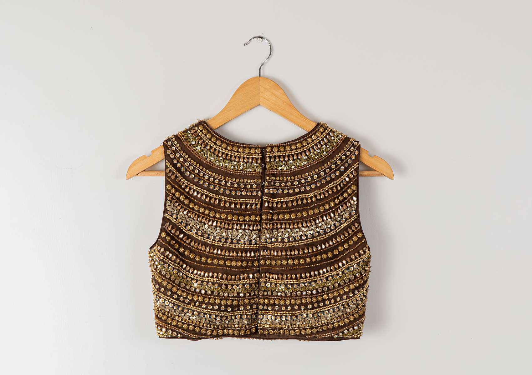 MOCHA EMBROIDERED GOLD LEHENGA SET