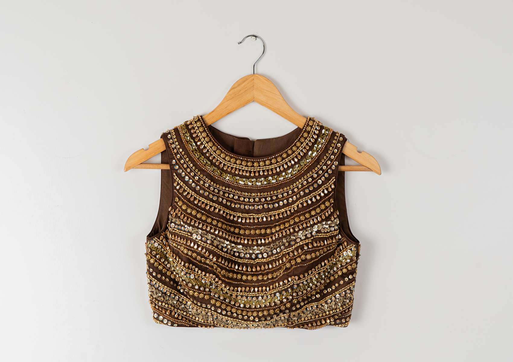 MOCHA EMBROIDERED GOLD LEHENGA SET