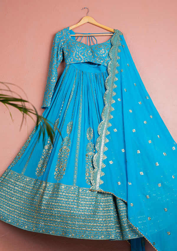 CAPRI BLUE LEHENGA SET