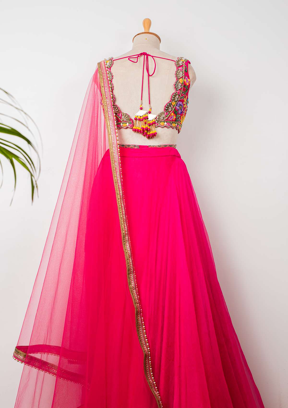 HOT PINK LEHENGA WITH EMBROIDERED  BLOUSE