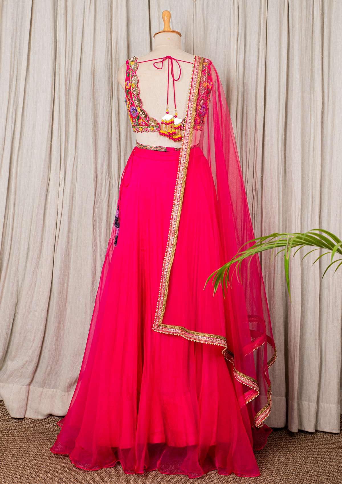 HOT PINK LEHENGA WITH EMBROIDERED  BLOUSE