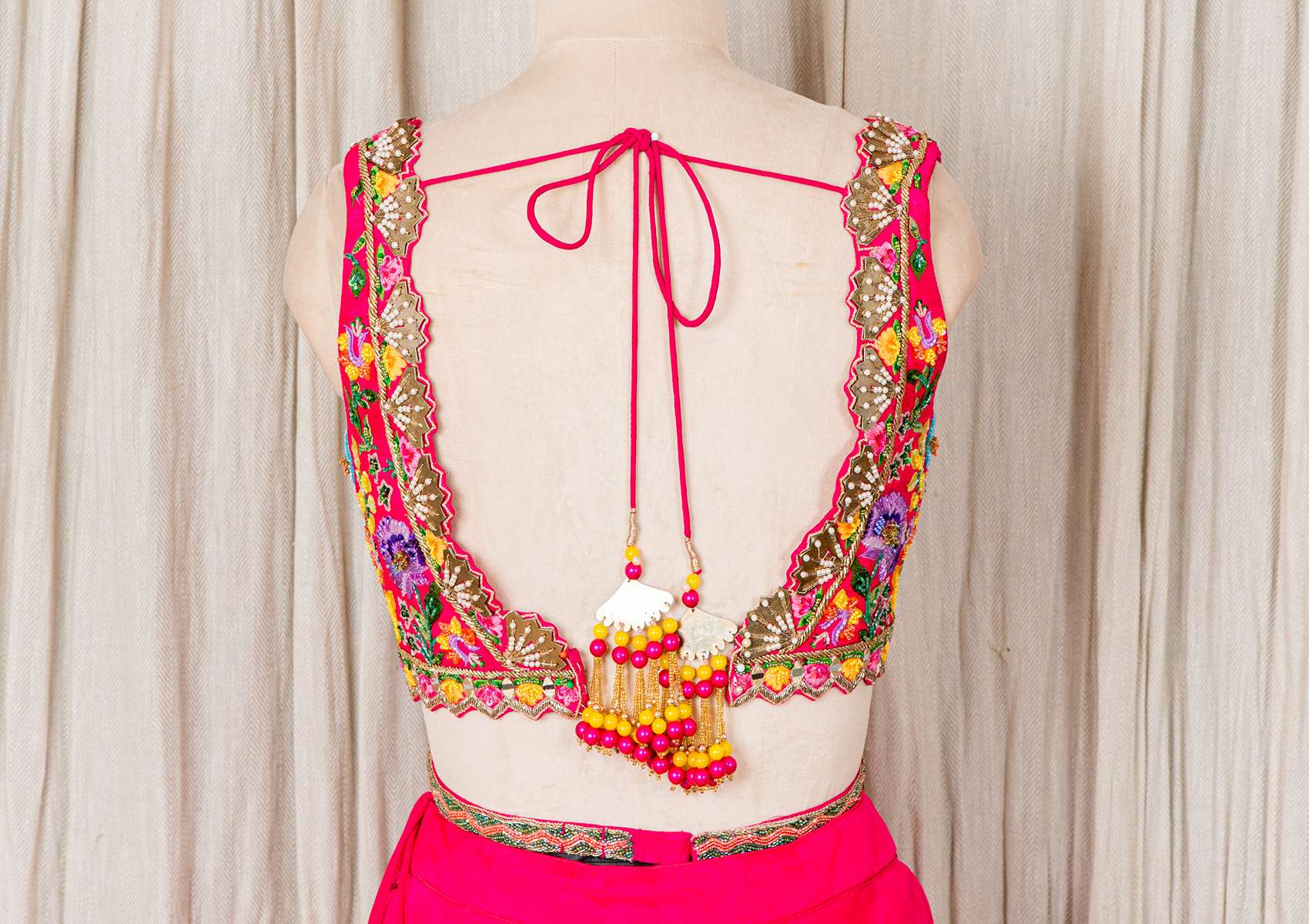 HOT PINK LEHENGA WITH EMBROIDERED  BLOUSE