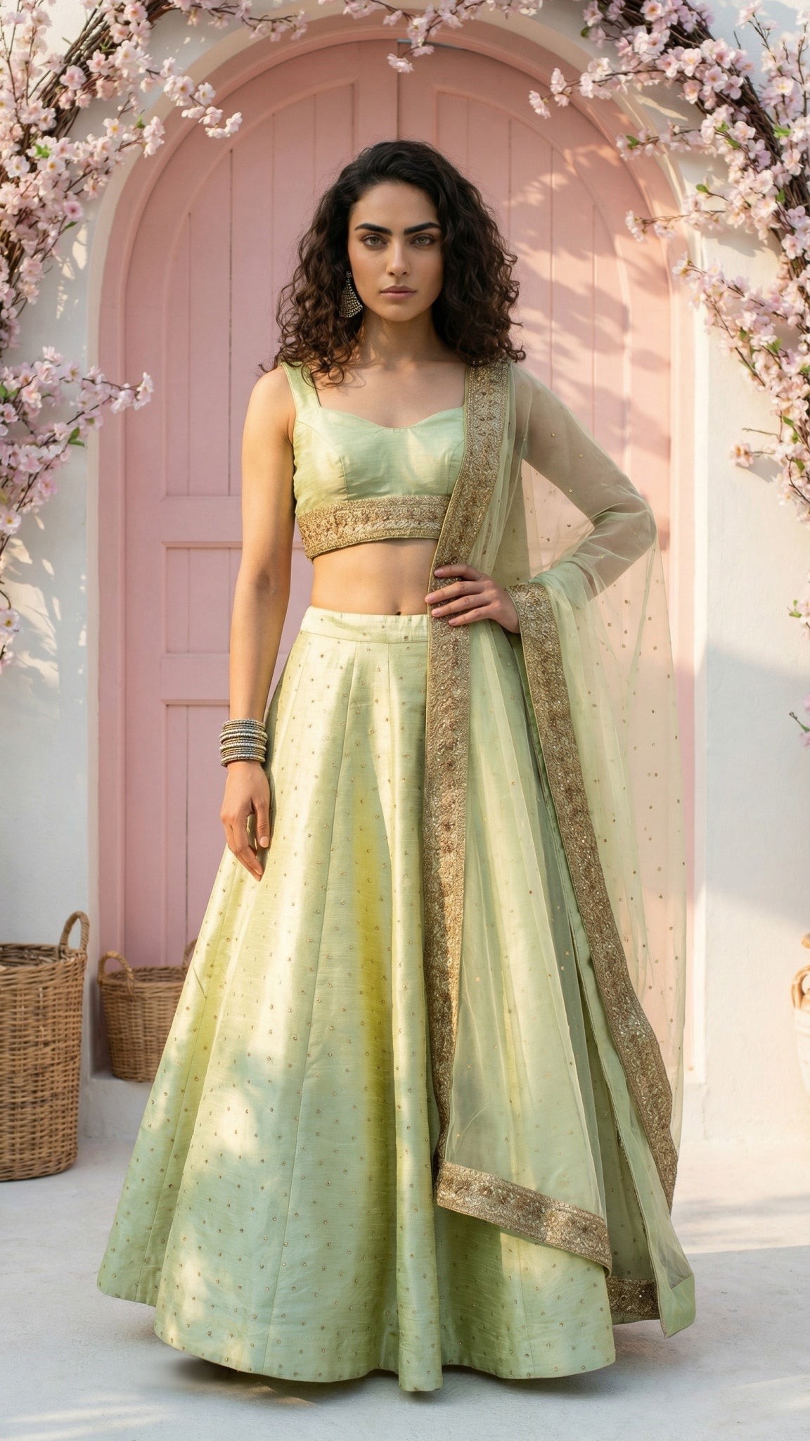 MINT GREEN STONEWORK LEHENGA SET