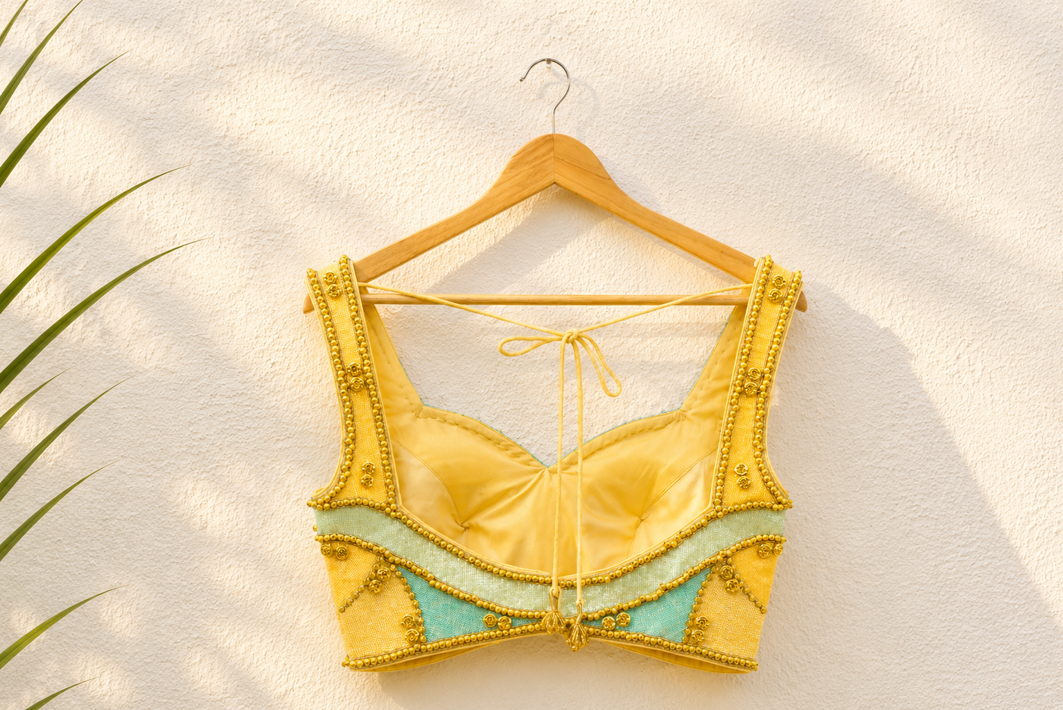 HONEY YELLOW ORGANZA LEHENGA WITH MULTICOLOUR CUTDANA BLOUSE