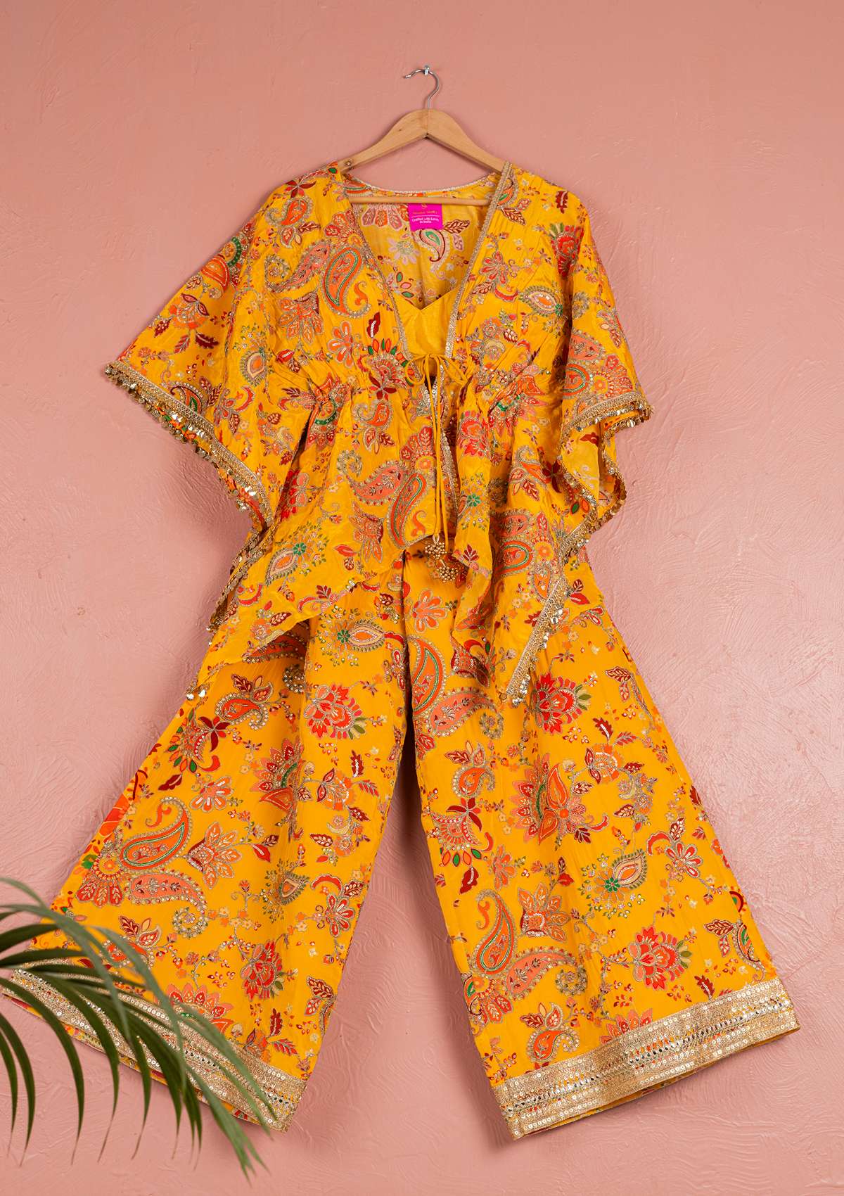 YELLOW BLOOM PRINTED CAPE  SET