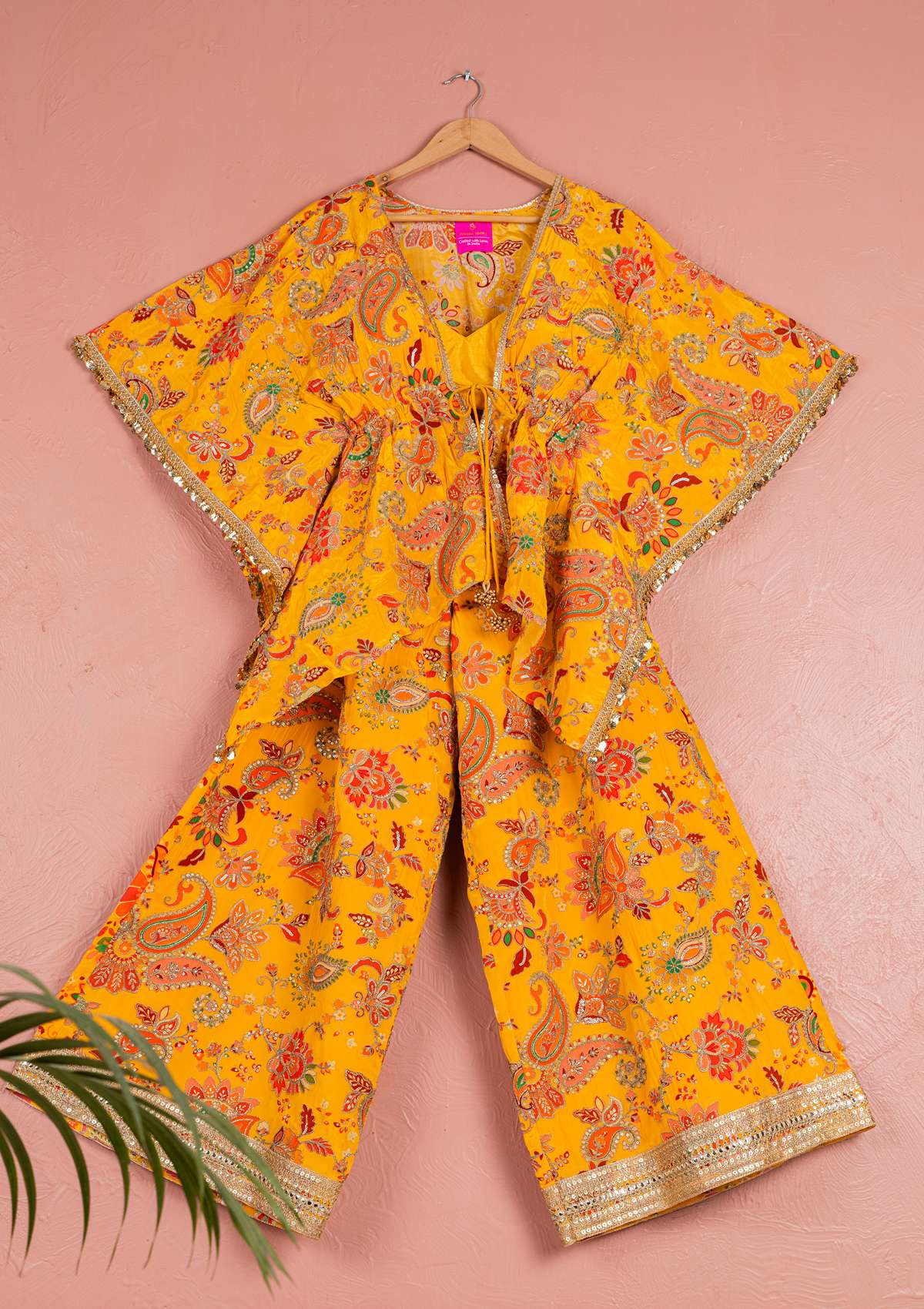 YELLOW BLOOM PRINTED CAPE  SET