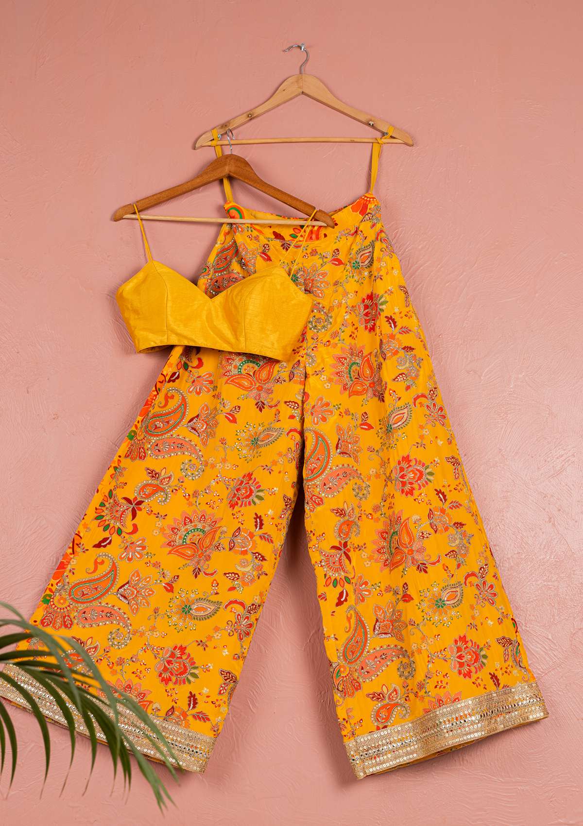 YELLOW BLOOM PRINTED CAPE  SET