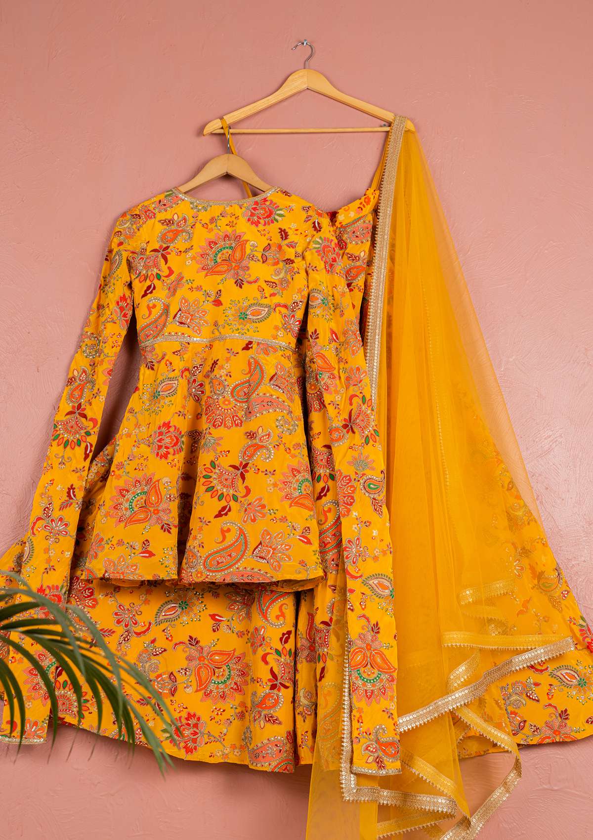 YELLOW BLOOM PRINTED KURTA SHARARA  SET