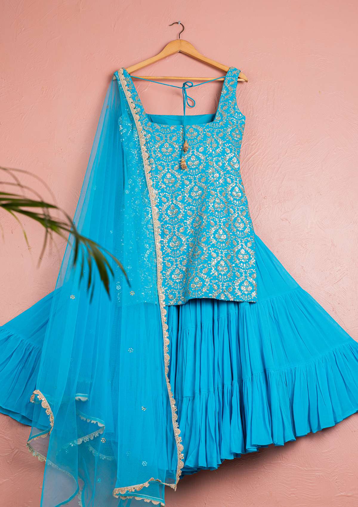 CAPRI BLUE SEQUIN SHARARA SET