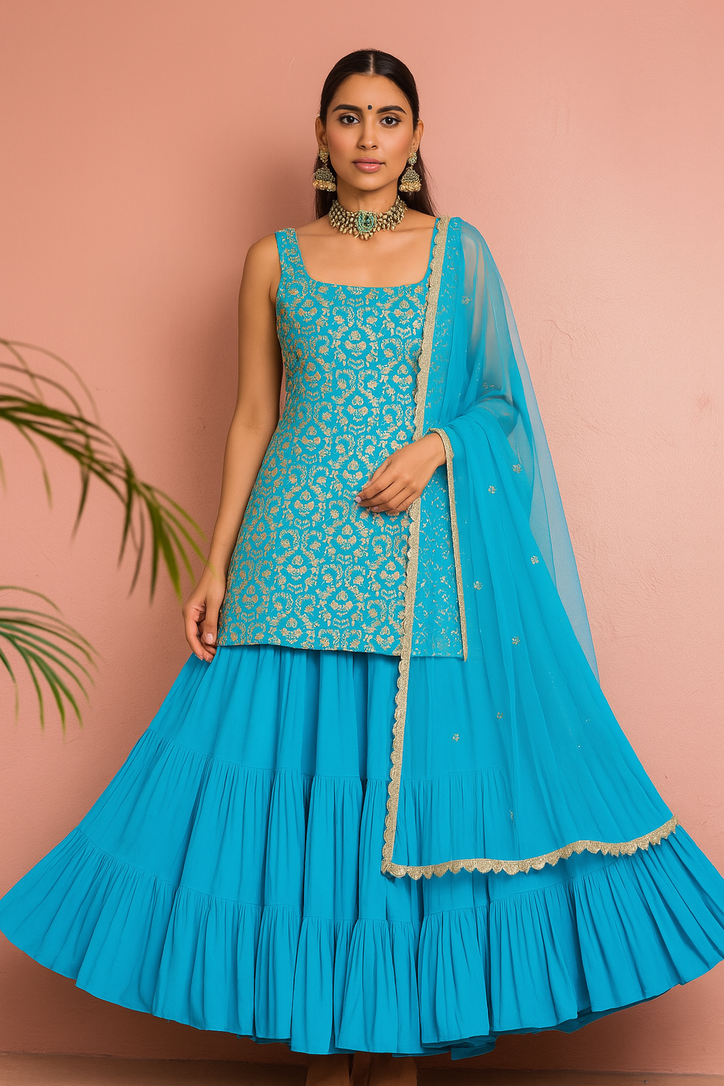 CAPRI BLUE SEQUIN SHARARA SET