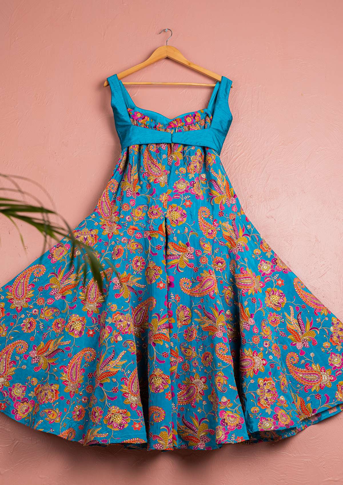 CERULEAN BLUE FLORAL BLOOM CAPE PALLAZO SET