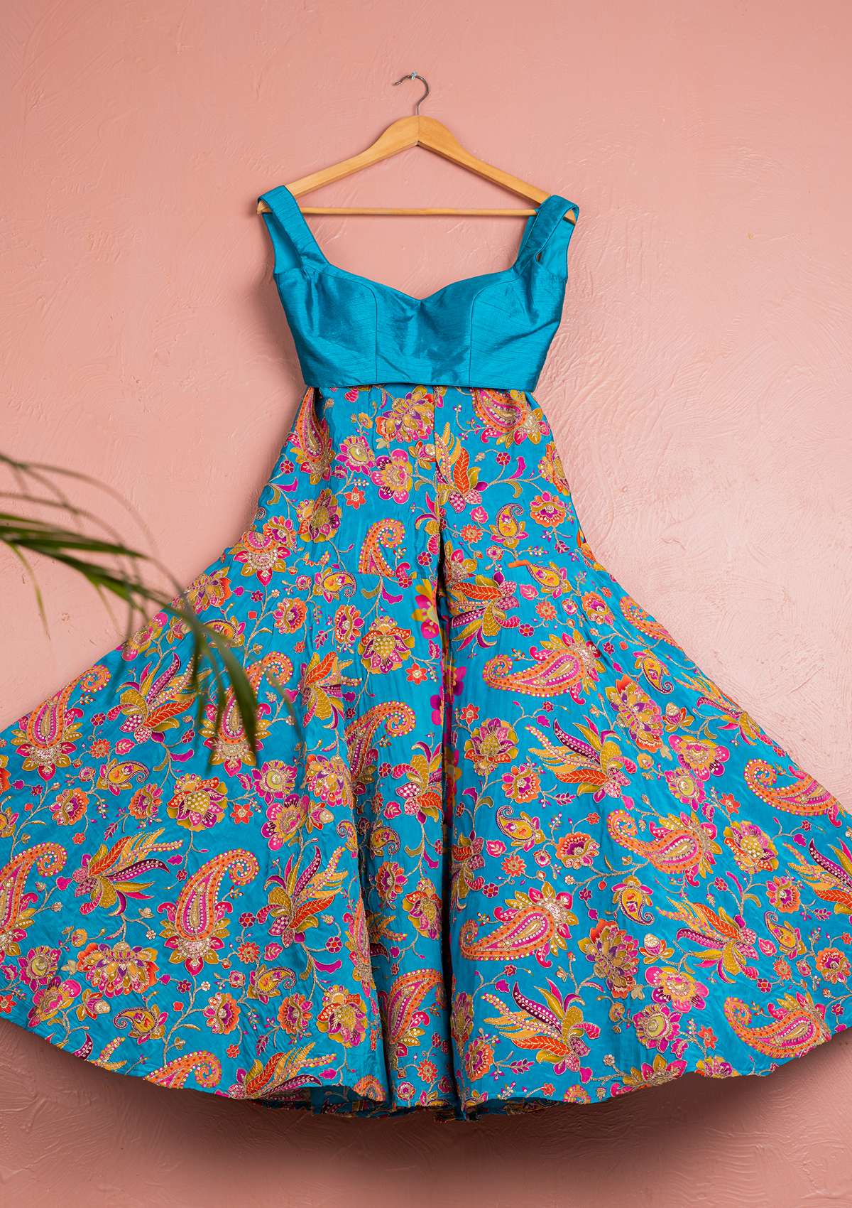 CERULEAN BLUE FLORAL BLOOM CAPE PALLAZO SET