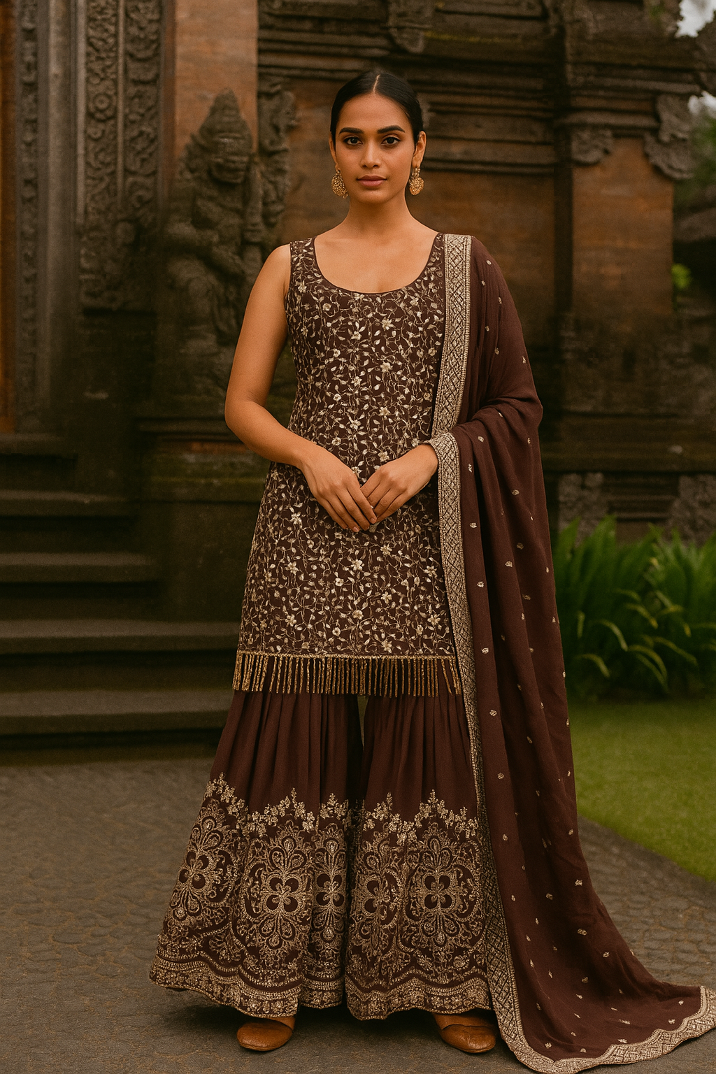 ESPRESSO ELEGANCE SHARARA SET