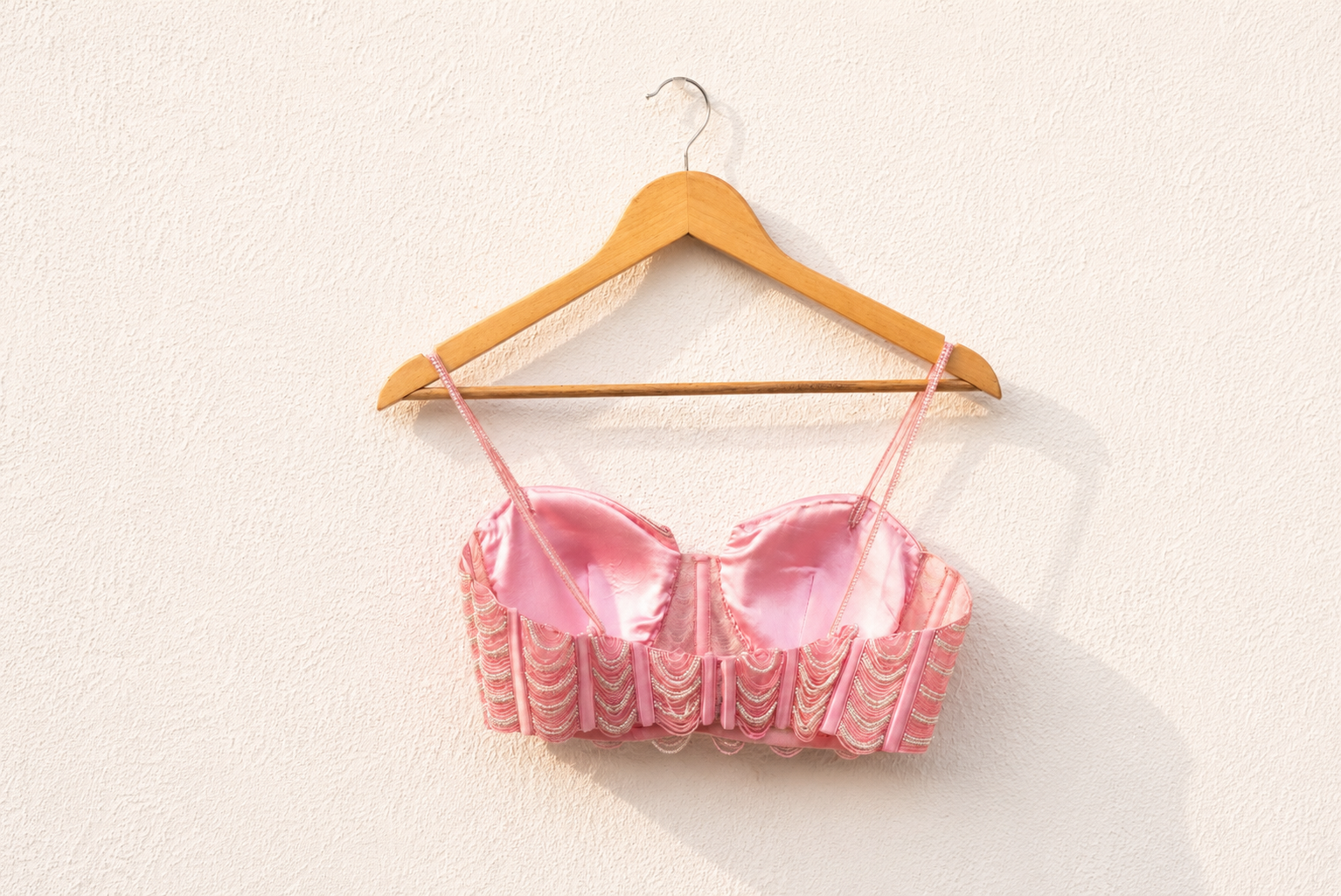 BABY PINK PEARL AND CUTDANA BLOUSE WITH GOERGETTE SHARARA