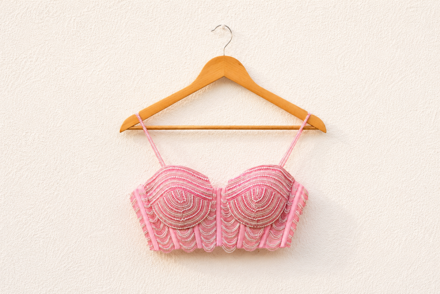BABY PINK PEARL AND CUTDANA BLOUSE WITH GOERGETTE SHARARA