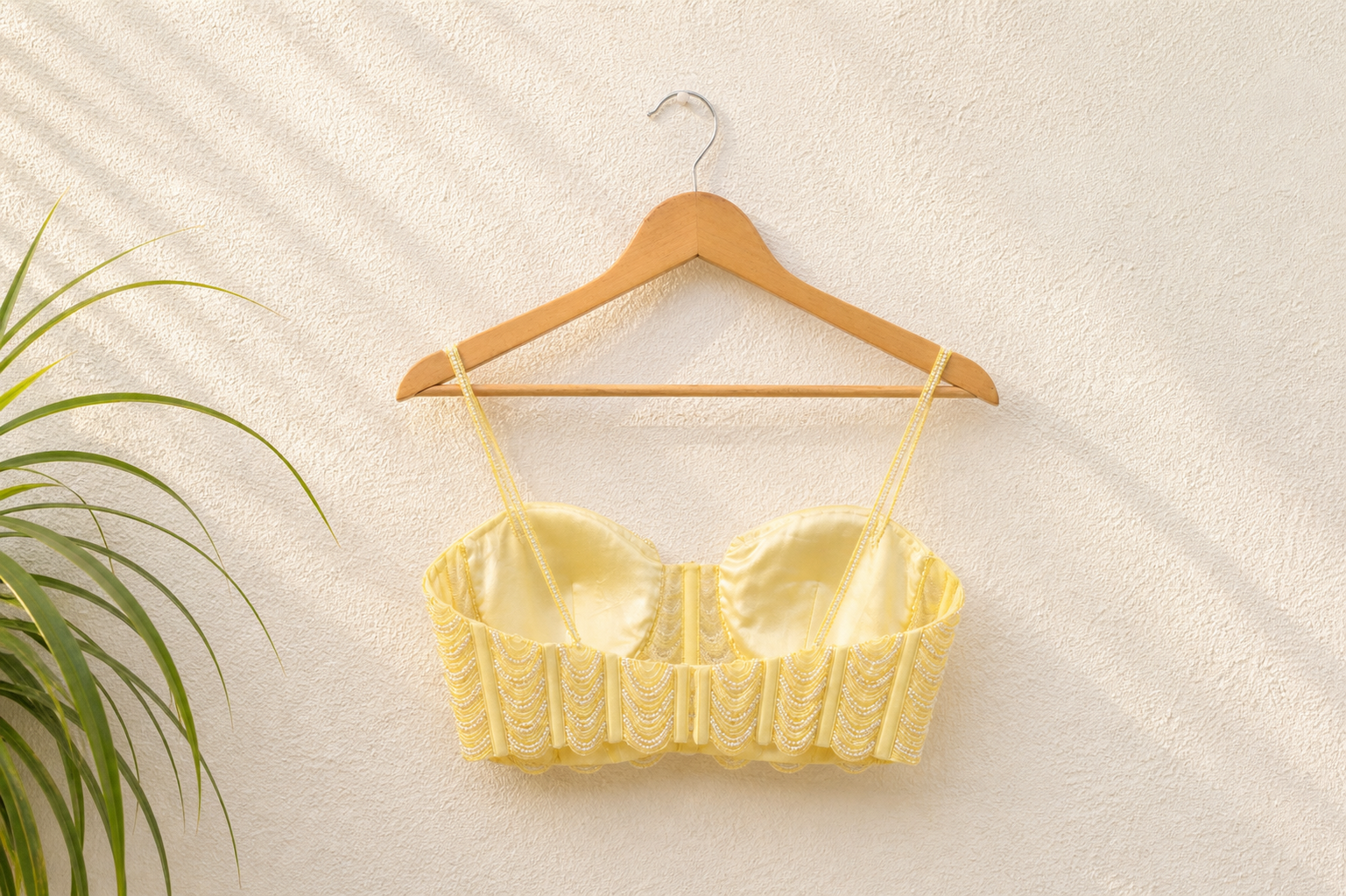 BUTTER YELLOW PEARL AND CUTDANA BLOUSE WITH GOERGETTE SHARARA